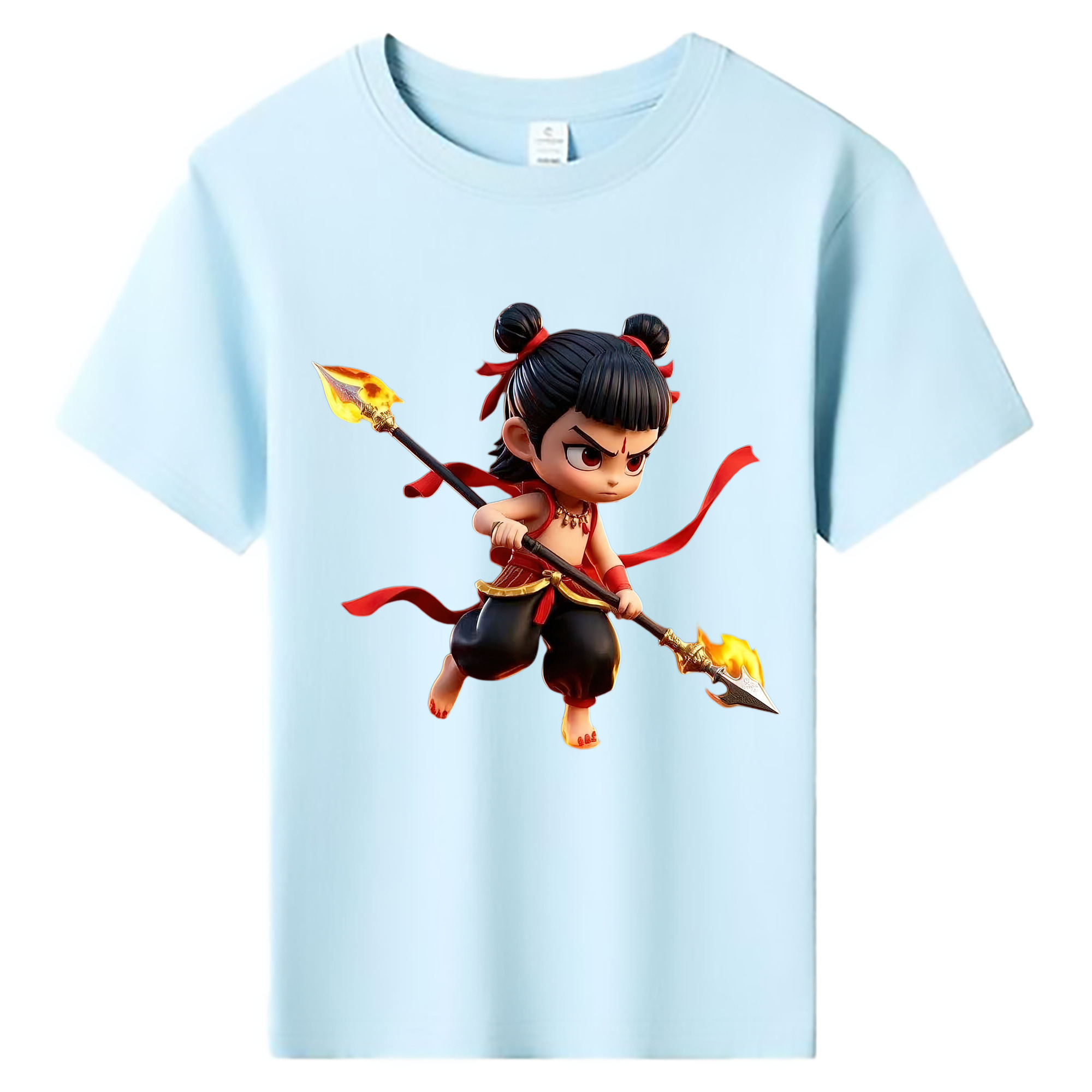（画像用） Ne Zha 2 ナタ 魔童の大暴れ 綿100％キッズTシャツ（フロントプリント）